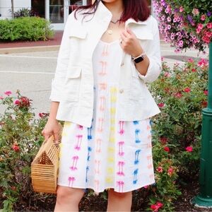 Lou & Grey White Multicolor Midi Dress